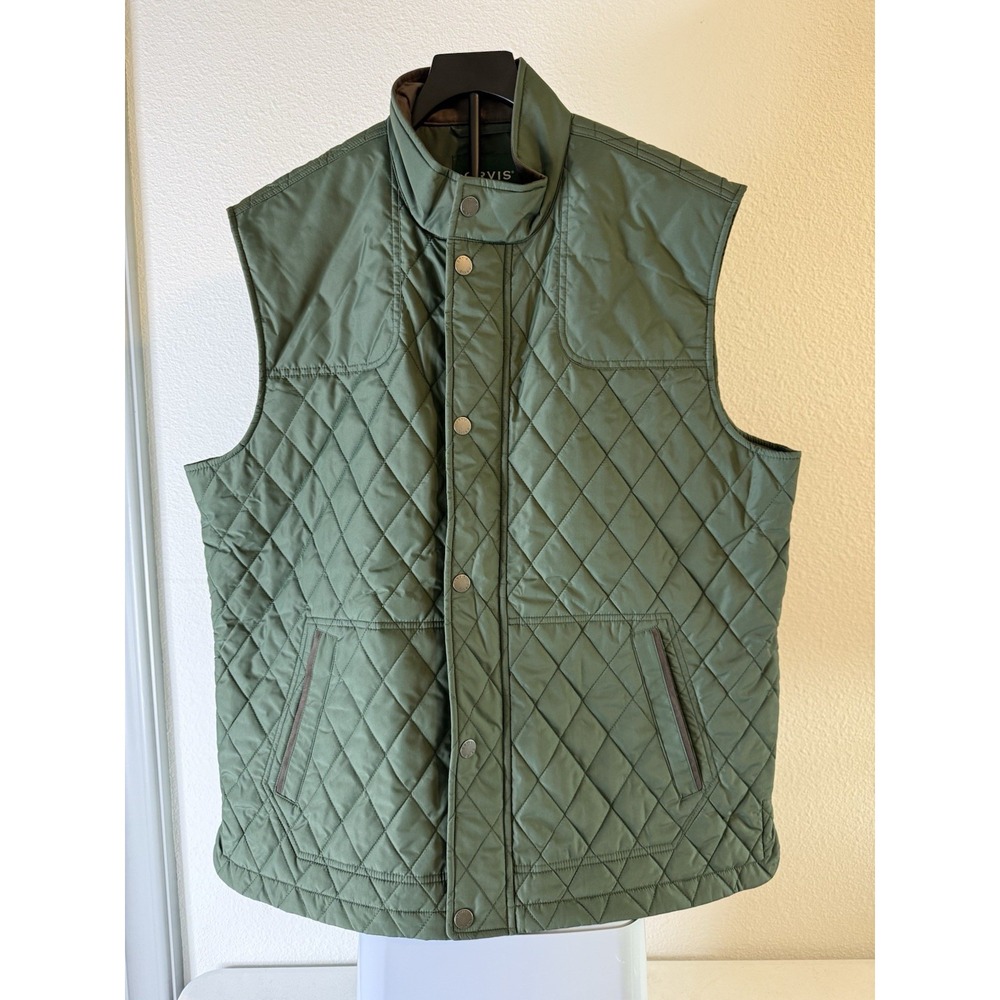 Orvis Men's Quilted Vest Full Zip Snap Green Size XL